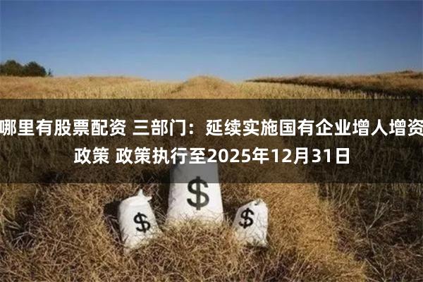 哪里有股票配资 三部门：延续实施国有企业增人增资政策 政策执行至2025年12月31日